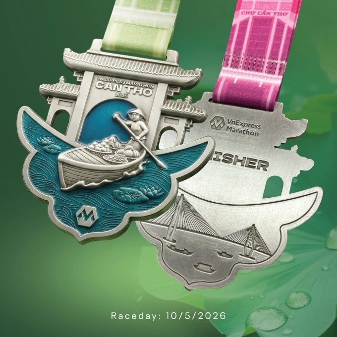 Design of the VnExpress Marathon Can Tho 2026 medal. Photo courtesy of VnExpress Marathon.