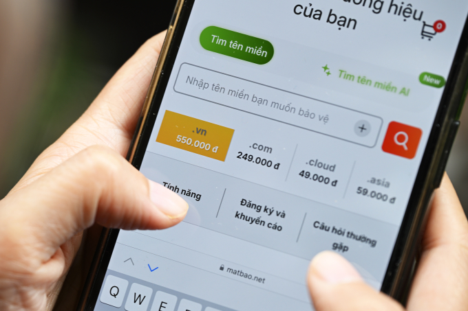 Một người đang tìm mua tên miền .vn. Ảnh: Trọng Đạt