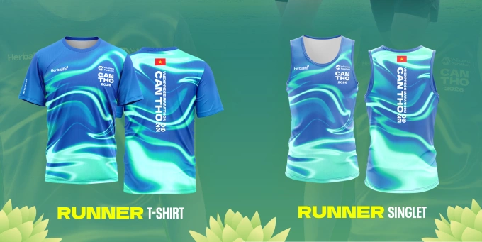 Design of the VnExpress Marathon Can Tho 2026 race shirt. Photo courtesy of VnExpress Marathon