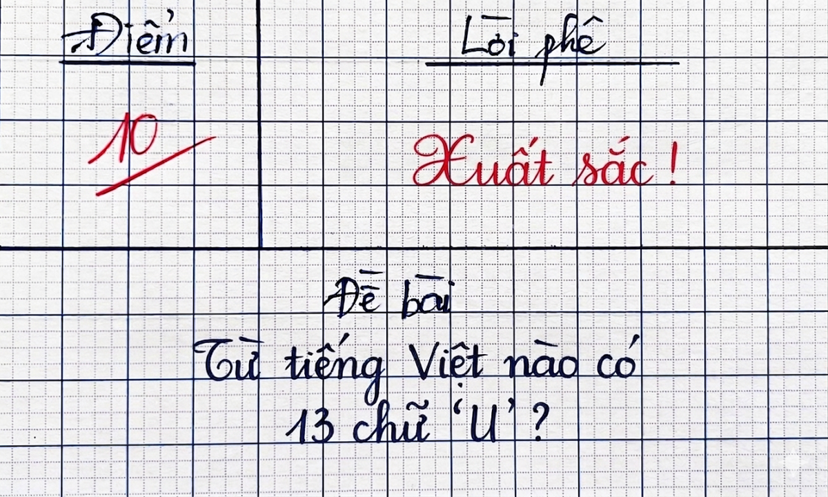 Từ nào trong tiếng Việt có 13 chữ 'U'?