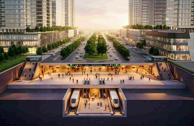 Phối cảnh dự kiến tuyến metro Bến Thành - Thủ Thiêm đi ngầm dưới đường Mai Chí Thọ. Ảnh: Thaco