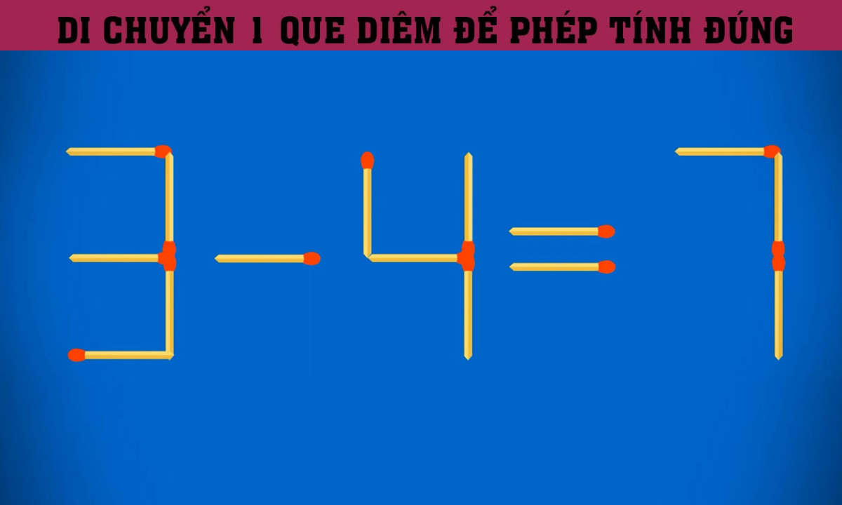 Biến phép tính sai '3 - 4 = 7' thành đúng trong 5 giây?