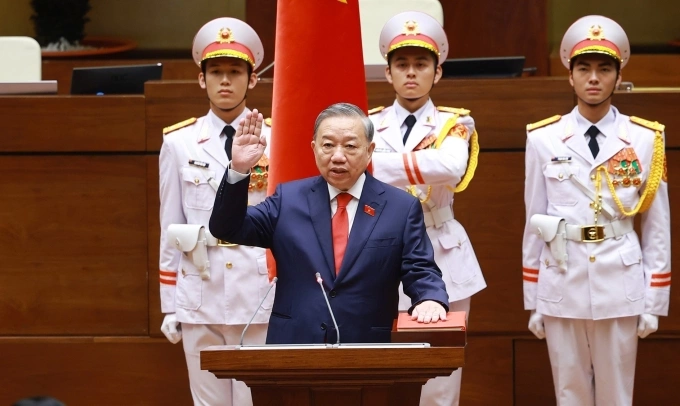 Chủ tịch nước Tô Lâm tuyên thệ nhậm chức. Ảnh: TTXVN