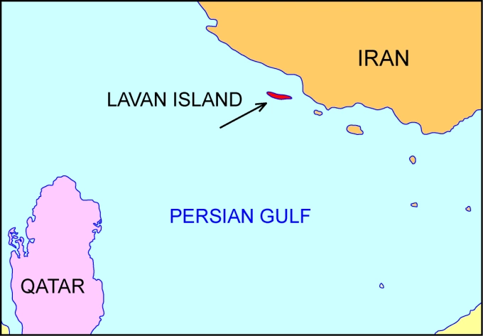 Vị trí đảo Lavan của Iran. Đồ họa: Wikipedia