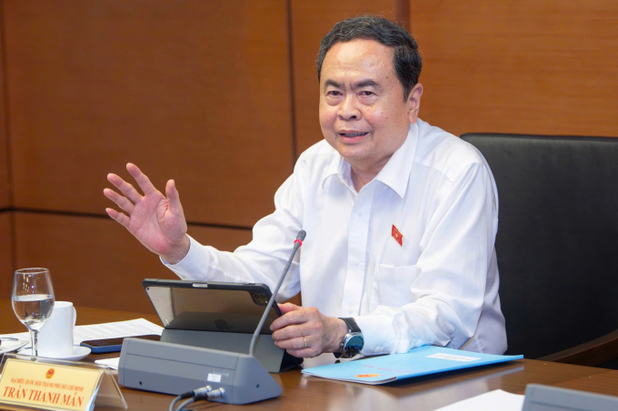 Chủ tịch Quốc hội Trần Thanh Mẫn phát biểu tại họp tổ. Ảnh: Hoàng Phong