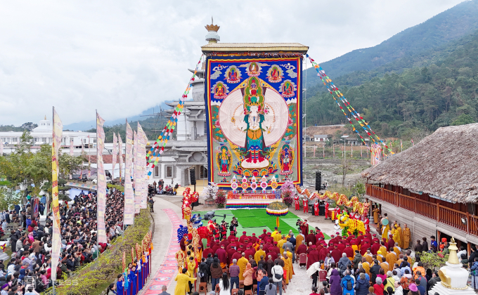 Lễ khai mở thongdrol trong pháp hội năm 2025. Ảnh: Giang Huy