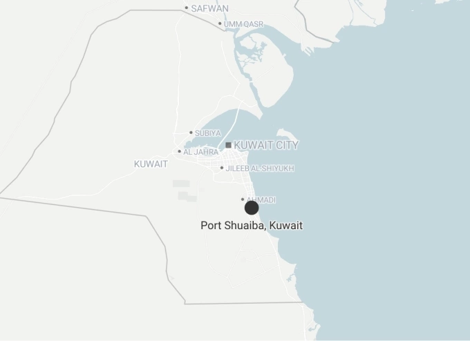 Vị trí cảng Shuaiba, nơi đặt trung tâm tác chiến Mỹ ở Kuwait. Đồ họa: WFLA