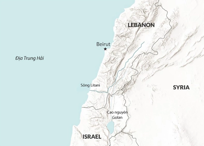 Vị trí sông Litani. Đồ họa: RANE