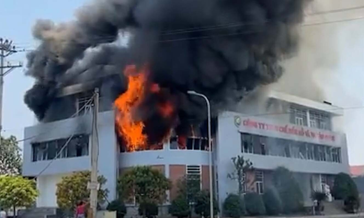 Khói lửa bao trùm công ty gỗ ở Hà Tĩnh