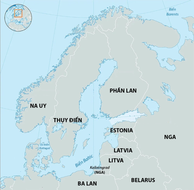 Vị trí eo biển Kattegat và biển Baltic. Đồ họa: Britannica