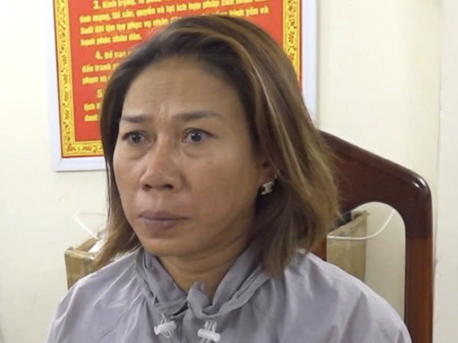 Nguyễn Thị Loan tại cơ quan điều tra. Ảnh: Công an Khánh Hòa