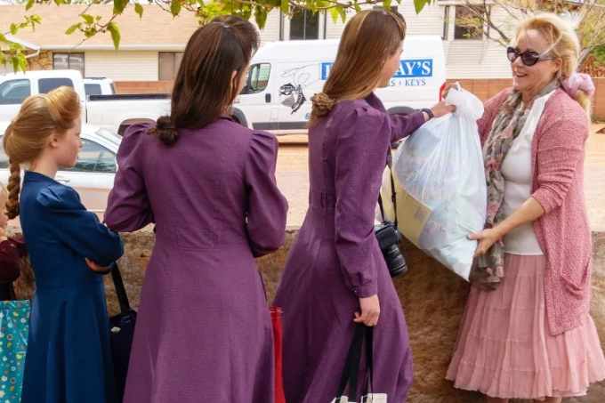 Christine Marie, far right, with FLDS members. Credit : The Salt Lake Tribune