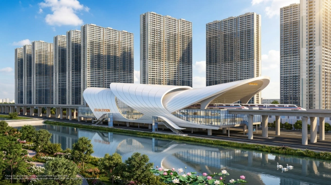 Phối cảnh ga Cổ Loa, đầu tuyến đường sắt cao tốc Hà Nội - Quảng Ninh. Ảnh: VinSpeed