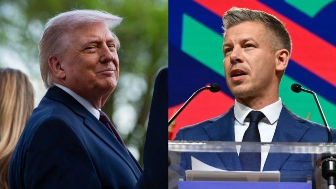 Tổng thống Trump (trái) và lãnh đạo tương lai của Hungary Peter Magyar. Ảnh: TVP