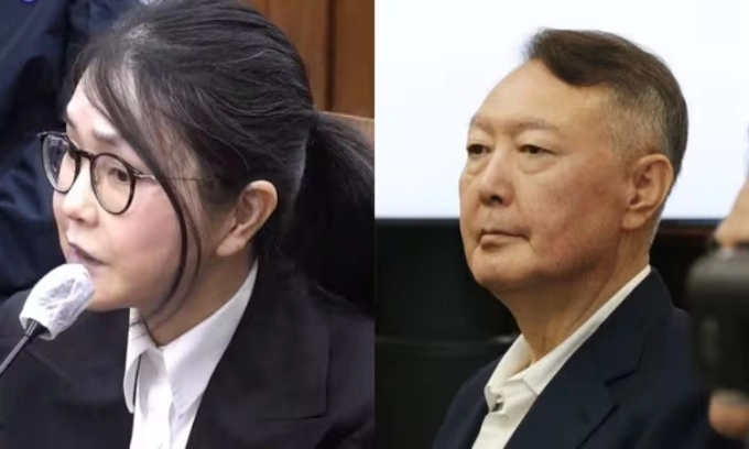 Bà Kim Keon-hee (trái) và chồng là cựu tổng thống Hàn Quốc Yoon Suk-yeol. Ảnh: KBS