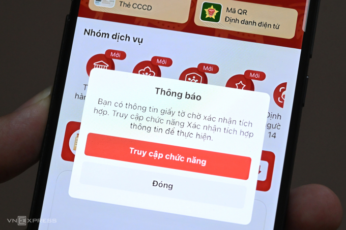 Thông báo của VNeID về việc xác nhận SIM chính chủ. Ảnh: Trọng Đạt
