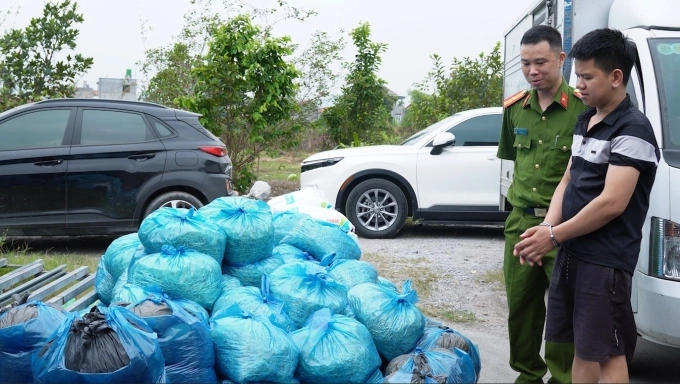 Gần 4 tấn giá đỗ thành phẩm thu giữ tại xưởng sản xuất giá đỗ tại Mạo Khê. Ảnh: Công an cung cấp