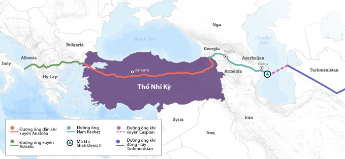 Một số hệ thống đường ống dầu khí kết nối với Thổ Nhĩ Kỳ. Đồ họa: MEE