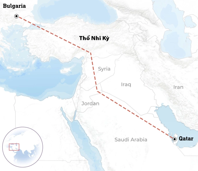 Dự án đường ống từ Qatar qua Thổ Nhĩ Kỳ đến châu Âu. Đồ họa: MEE