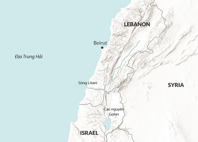 Vị trí Israel, Lebanon. Đồ họa: RANE