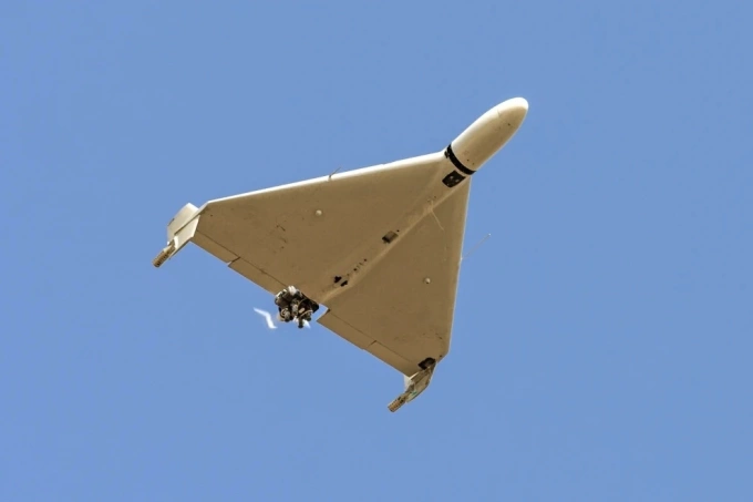 UAV Shahed bay trên bầu trời thành phố Kermanshah, Iran hồi tháng 3/2024. Ảnh: AFP