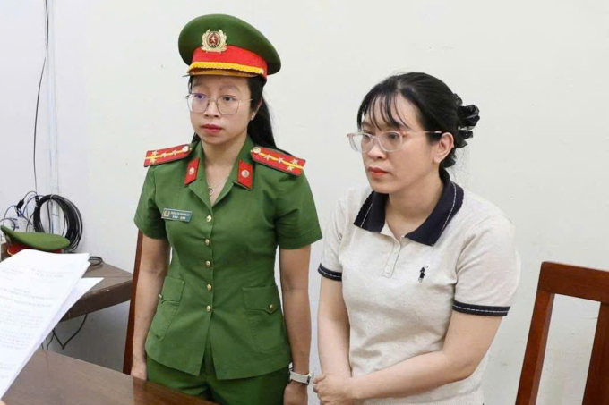 Bị can Võ Thị Ngọc Lan tại cơ quan công an. Ảnh: Thành Huynh