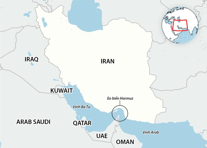 Vị trí eo biển Hormuz. Đồ họa: Guardian