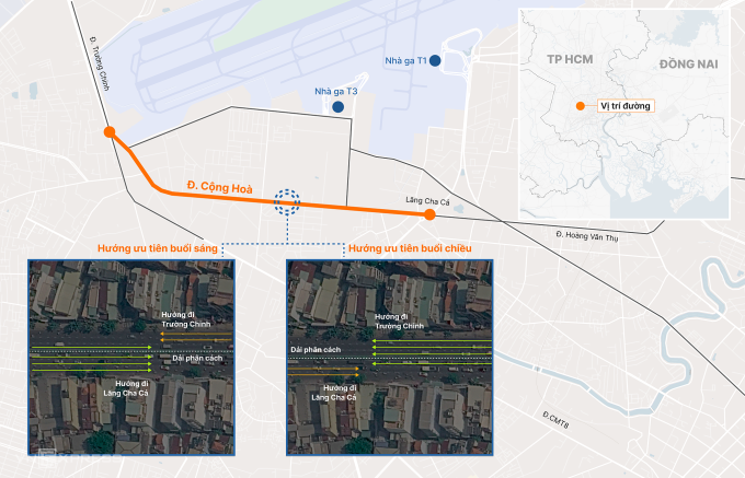 Phương án tổ chức làn đường đảo chiều. Đồ họa: Khánh Hoàng