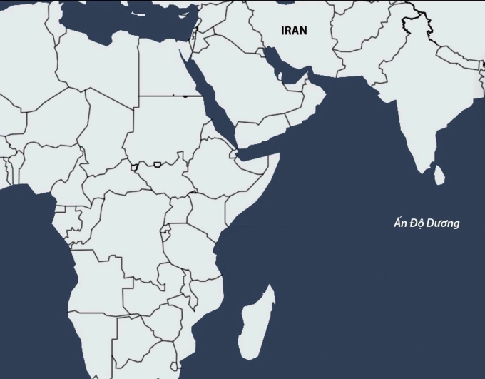 Vị trí Iran, Biển Đỏ, Biển Arab và Ấn Độ Dương. Đồ họa: Sky News