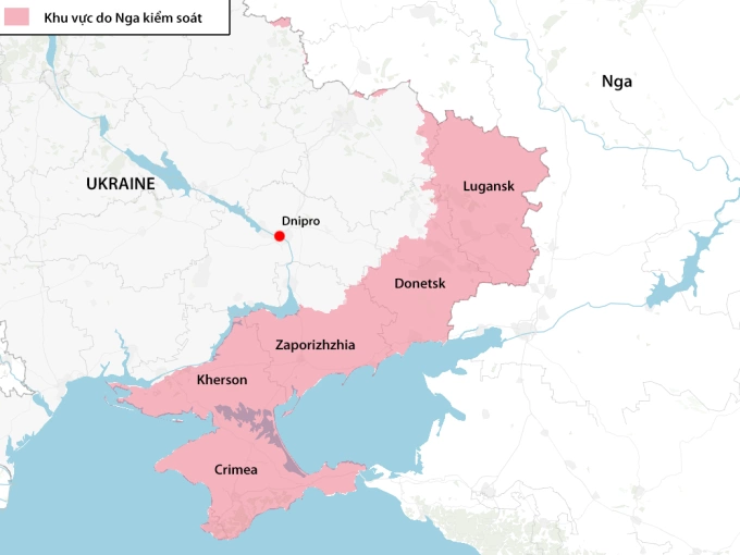 Vị trí thành phố Dnipro. Đồ họa: Telegraph