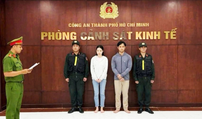 Vợ chồng Trần Thị Như Hảo, Nguyễn Trọng Anh bị bắt. Ảnh: Công an TP HCM
