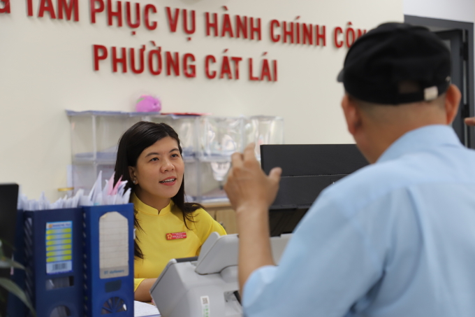Trung tâm phục vụ hành chính công phường Cát Lái, TP HCM. Ảnh: Lê Tuyết