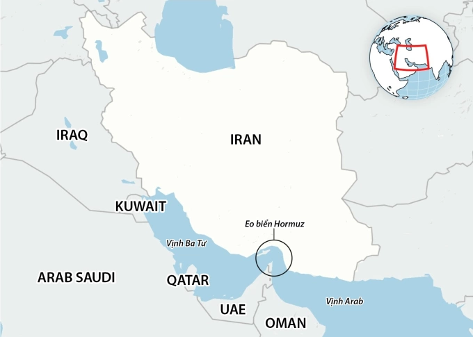 Vị trí eo biển Hormuz. Đồ họa: Guardian