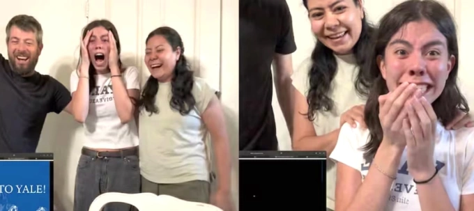 Carrascoza và gia đình xúc động khi nhận tin trúng tuyển vào Yale. Ảnh: TikTok