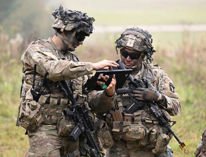 Binh sĩ Mỹ trong cuộc diễn tập tại thao trường Hohenfels, miền nam Đức tháng 10/2023. Ảnh: AFP
