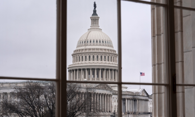 Tòa nhà quốc hội Mỹ ở thủ đô Washington tháng 2/2025. Ảnh: AP