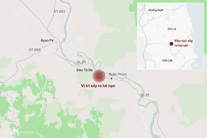 Vị trí xảy ra tai nạn. Đồ họa: Khánh Hoàng
