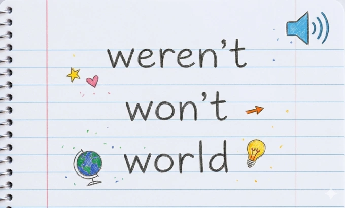 Phân biệt phát âm werent, wont, world