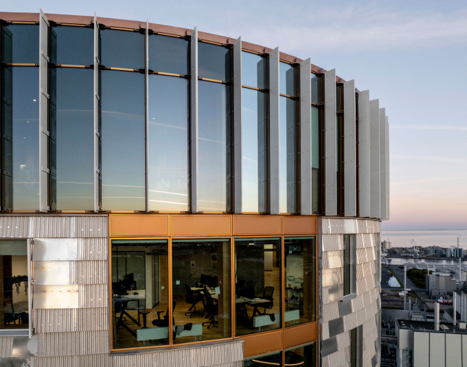 Một phần mặt ngoài của tòa nhà gỗ Trae. Ảnh: Lendager Arkitekter