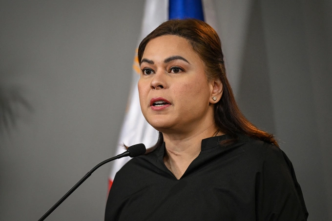 Phó tổng thống PPhlippines Sara Duterte tại cuộc họp báo ở Manila hồi tháng 2. Ảnh: AFP