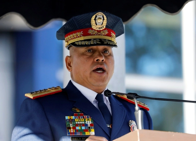 Ông Ronald Dela Rosa, khi đó là tư lệnh cảnh sát quốc gia Philippines, phát biểu tại một sự kiện ở Quezon hồi tháng 2/2017. Ảnh: Reuters