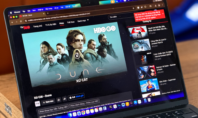 Giao diện một bộ phim trên HBO Go nằm trong ứng dụng TV360, sáng 13/5. Ảnh: Lưu Quý