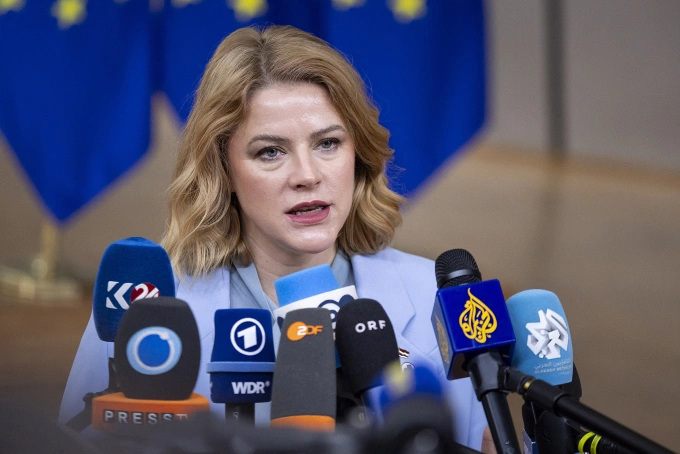 Thủ tướng Latvia Evika Silina tại Brussels, Bỉ hồi tháng 10/2025. Ảnh: AFP