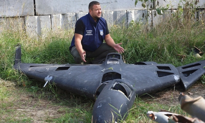 Xác UAV dòng Geran của Nga tại Kharkov, Ukraine hôm 19/9. Ảnh: AFP