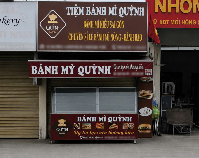 Một cơ sở của tiệm bánh mì Quỳnh ở xã Diễn Châu đang bị đình chỉ hoạt động. Ảnh: Hùng Lê