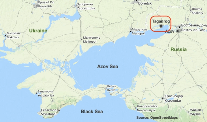 Vị trí thành phố Taganrog. Đồ họa: Open Street Maps