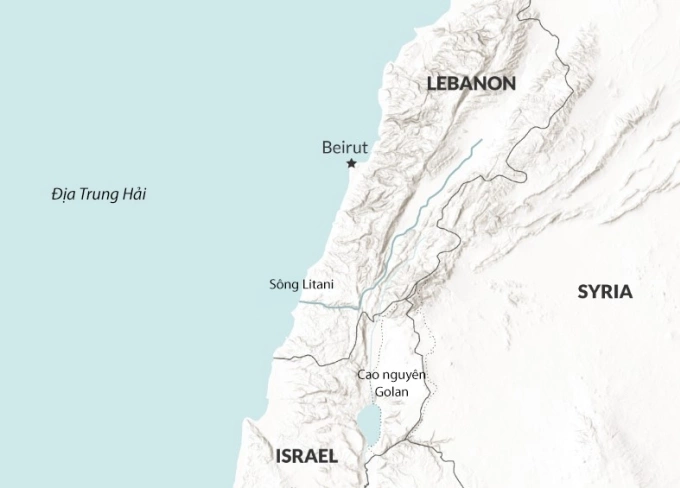 Vị trí thủ đô Beirut, Lebanon. Đồ họa: RANE