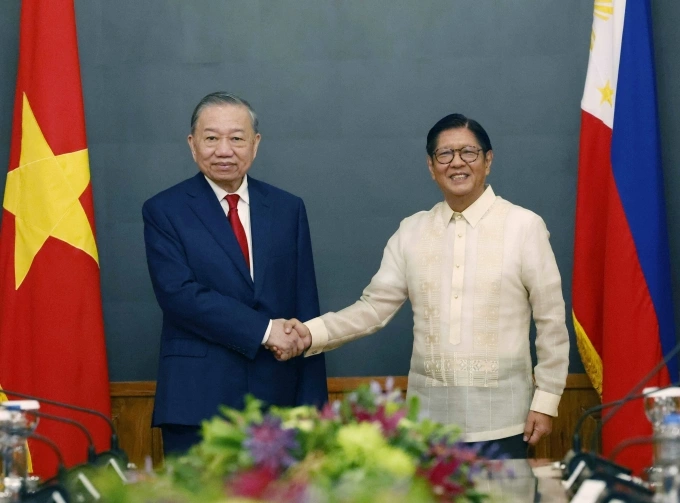 Tổng Bí thư, Chủ tịch nước Tô Lâm và Tổng thống Philippines Ferdinand Romualdez Marcos Jr. chụp ảnh chung trước hội đàm. Ảnh: TTXVN