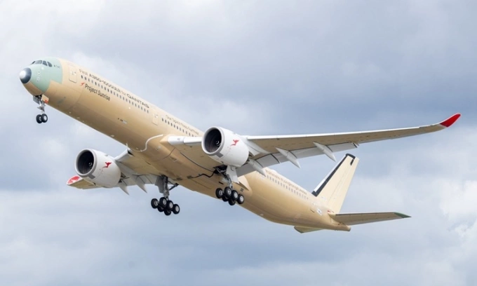 Máy bay A350-1000ULR trong chuyến bay đầu tiên. Ảnh: Airbus