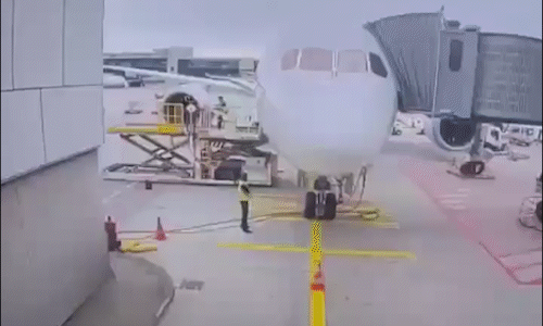 Lufthansa Boeing jet tips onto its nose at German airport